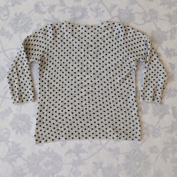Club Monaco cream and black polka dot wool sweater women's Large - Picture 2 of 8